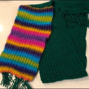 Unique Green, Rainbow Handmade Fall Scarf